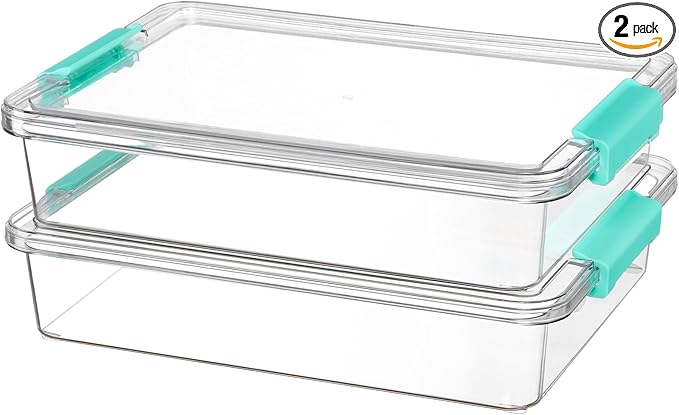 Vtopmart 2 Pack 6 Qt Plastic Storage Bins with Lids, Clear Sensory Bins | Stackable Containers for Organizing School & Office Supplies, Arts & Crafts Organizers and Storage for Home, Craft Room by Vtopmart