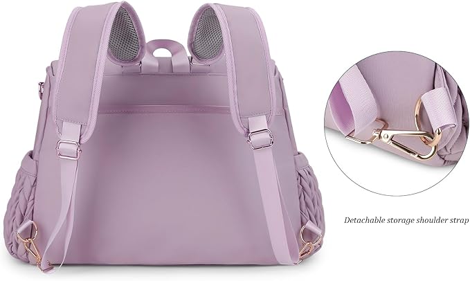 Lmbabter Diaper Bag Backpack Messenger Bag Travel Backpack Maternity Bags Stylish Baby Bag with Changing Pad for Mom (Purple) - Image 3