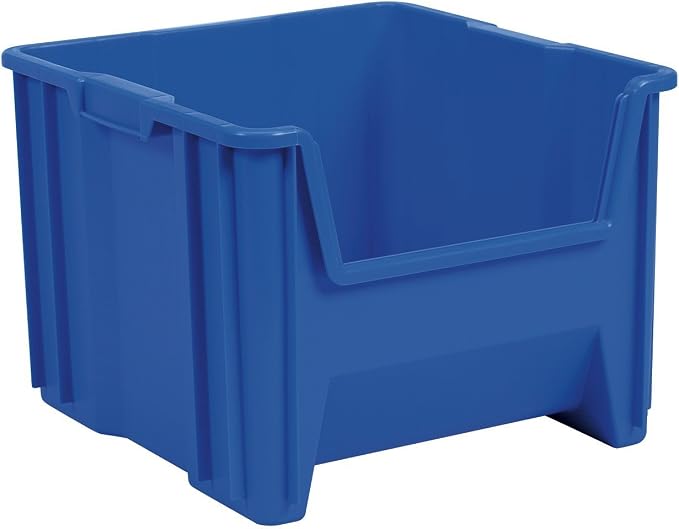 Akro-Mils 13018 Stak-N-Store Heavy Duty Stackable Open Front Plastic Storage Container Bin, (17-1/2-Inch x 16-1/2-Inch x 12-1/2-Inch), Blue, (2-Pack) by Akro-Mils