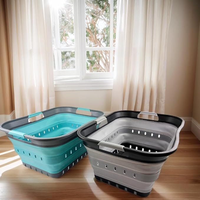 SAMMART 42L (11 gallon) Collapsible Plastic Laundry Basket - Foldable Pop Up Storage Container/Organizer - Portable Basket - Space Saving Hamper/Basket - Image 2