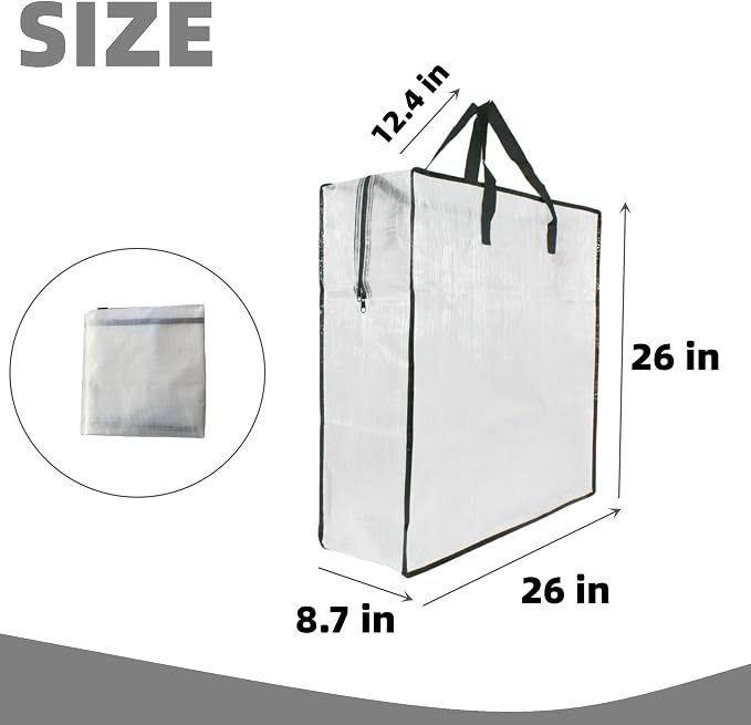 6 Pack Clear Storage Bags with Zipper and Handles, Blanket Bags For Closet Storage, Moving and Packing Supplies for College, Underbed Storage Organizer for Clothes Pillow Bedding Christmas Wreath - Image 2