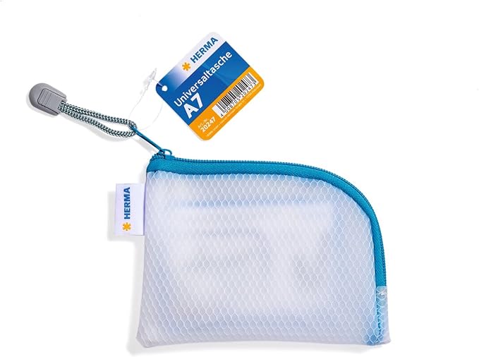 HERMA 20247 Zip Pocket Travel Case A7 Transparent Blue Small Lockable Clear Pocket with Zip, Toiletry Bag for Mobile Phone, Charging Cable, Cosmetics, Pens, Keys - Image 6