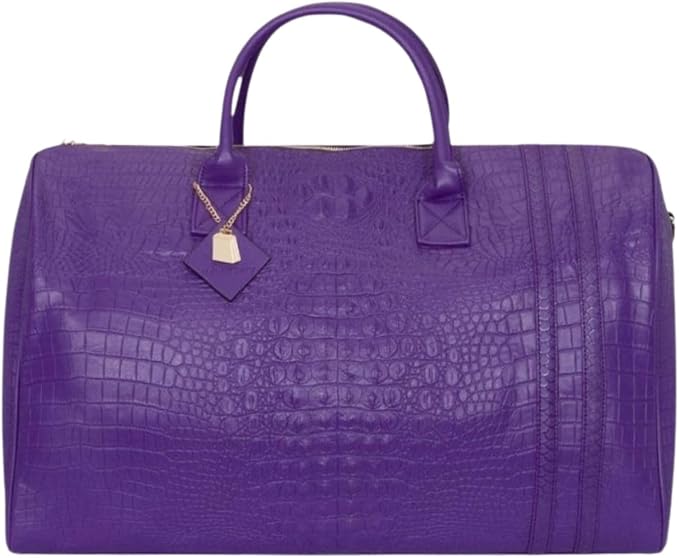 Tote&Carry Apollo 2 Duffle Bag for Travel Women & Men, TSA Approved Carry On Duffel Bag, Premium Vegan, Durable Weekender Luggage for All-Purpose Use (XL - Crocodile Skin, Purple) by ToteCarry