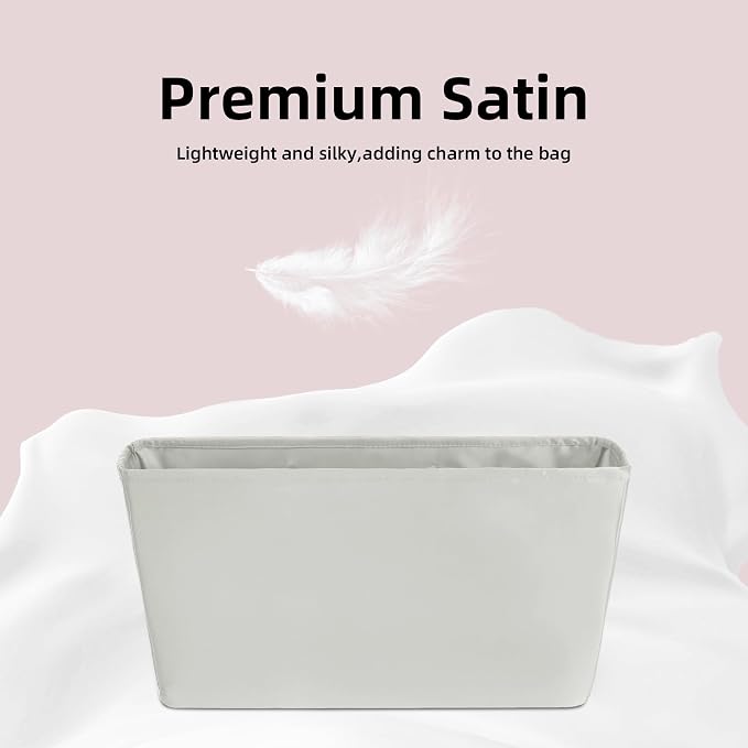 DGAZ Silk Purse Organizer Insert for Neverfullbag(Gris Pale,PM) | Soft and Lightweight,Perfect Fit,Multi-pocket Storage,Bag Protector,Luxury Bag Care,Handmade,for Smooth Bag Organizer - Image 3