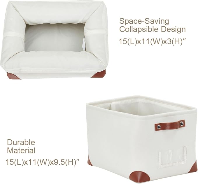 DECOMOMO Storage Bins, Large Fabric Storage Baskets for Shelves 3 Pack | 15 x 11 x 9.5 inches Decorative Linen Closet Organizers with Handles (Creamy White) - Image 5