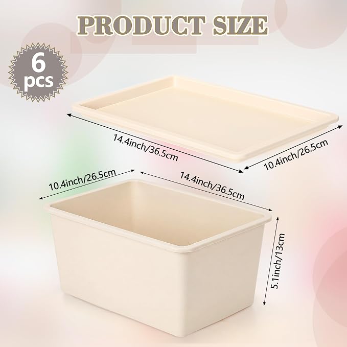 6 Pcs White Large and Small Plastic Storage Bins with Lids | 14.4 x 10.4 x 5.1 Inch and 10.6 x 7.5 x 4.7 Inch, Stackable Storage Container, Decorative Organizer for Shelves Closet Office - Image 2
