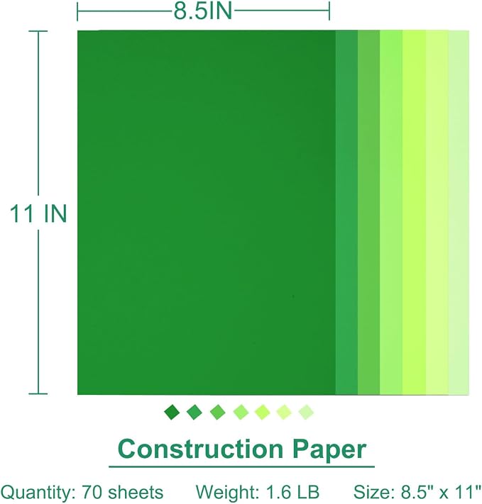 Construction Paper 8.5x11 in,70 Sheets,Set of 7 Colors 178GSM/65LB Heavyweight Construction Paper,Crafts,Arts,School Classroom Art Supplies Assorted Colors Bulk Paper - Image 4