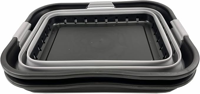 SAMMART 42L (11 gallon) Collapsible Plastic Laundry Basket - Foldable Pop Up Storage Container/Organizer - Portable Basket - Space Saving Hamper (Black/Alloy Grey (Set of 2)) - Image 3