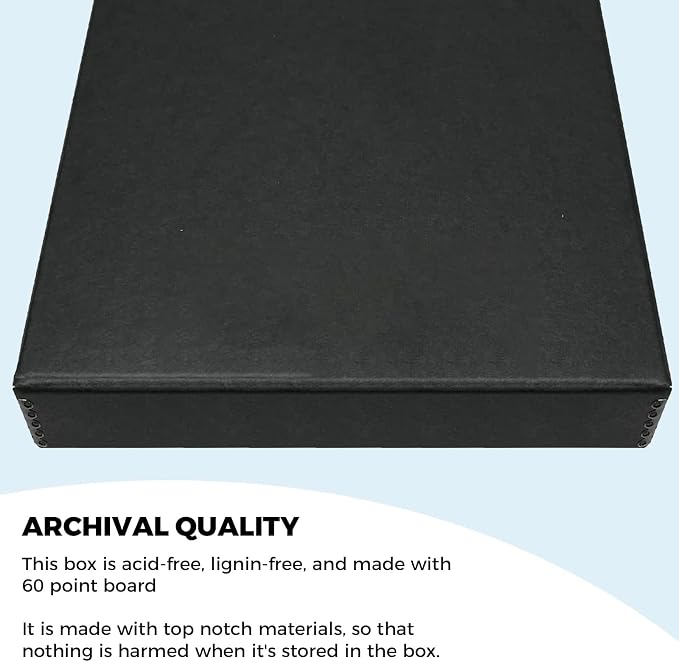 Golden State Art, Clamshell Archival Storage Box 11x14, Black, Pack of 2 | Acid-Free Photo Box with Metal Edge Corner, Preserve And Store Paper Documents Cards Prints Arts and Crafts DIY Projects - Image 3