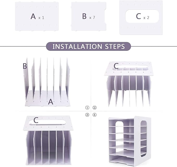 SONGWAY File Organizer for Desk - Desk Organizer for Document, Multifunctional 7 Tier Vertical File Holder, Paper Holder Organizer, Desktop File Organizer for Home Office School Decorations, White - Image 7