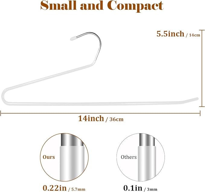 Pants Hangers,50-Pack Clothes Hangers, Non-Slip Open-Ended Pant Hanger,White Metal Hangers Design for Jeans,Slacks,Scarf (White) - Image 3