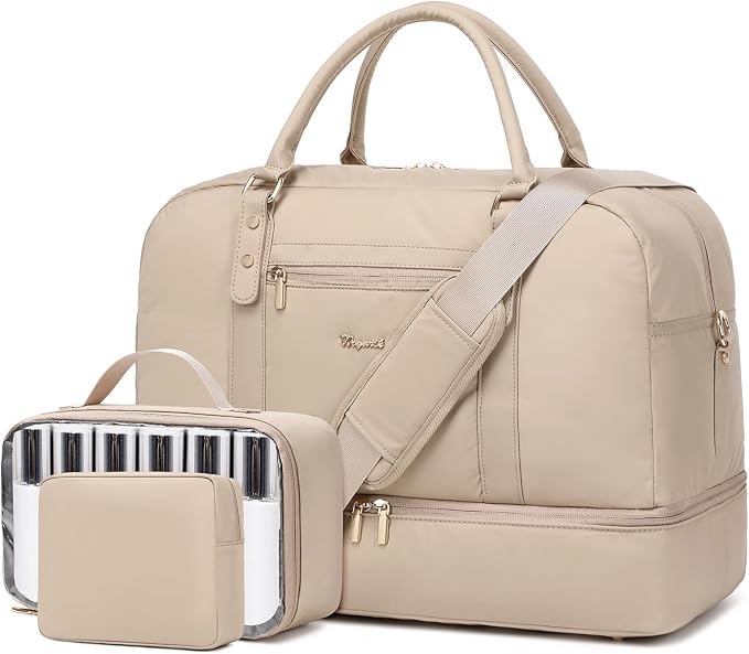 4PCS Weekender Bags for Women Large Overnight Weekend Travel Duffel Bags | Travel Bag Carry-on Tote Hospital Bag with Shoe Compartment Crossbody Toiletry Bag for Travel Business Gym Water Resistant by Wogarl