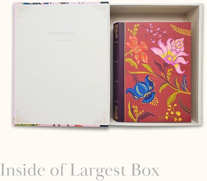 Punch Studio Decorative Storage Boxes with Lids | Nested Book Style Set of 3 Coated Cardboard Keepsake Box for Photos Documents Gifts Home Organization, 11” x 13.5” Peacock - Image 4