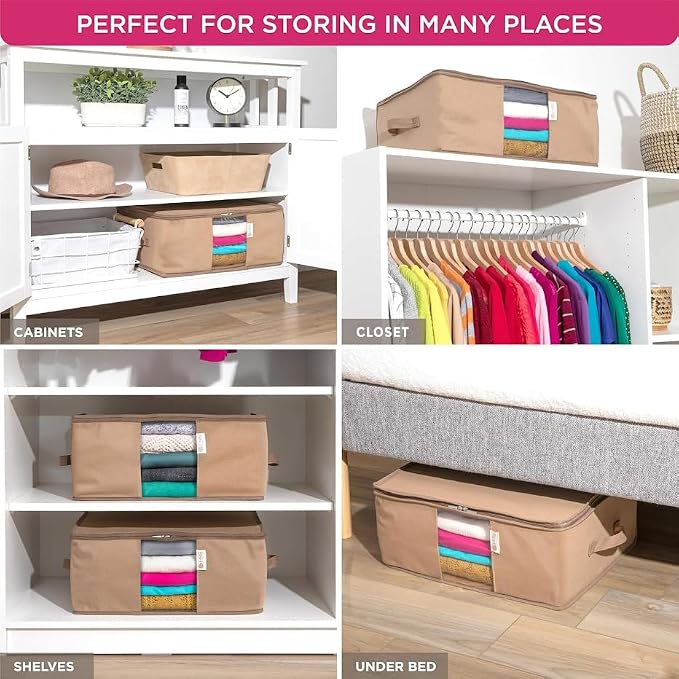 Cedar Clothes Storage Bag Organizer, Protects From Moths, Set of 2, Beige | Protects from Moths, Moisture, Dirt & Dust, Underbed Storage Bags for Clothes, Cashmere Sweaters, Bedding & More - Image 5