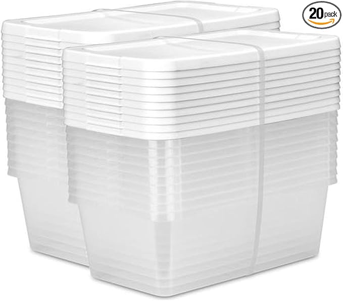 20-Pack 6 Qt Clear Plastic storage bins with lids, Stackable Organizer | Clear durable plastic shoe boxes neatly in closets, shelves & cabinets. 6 qt storage bins for home, kitchen & office. by Unknown