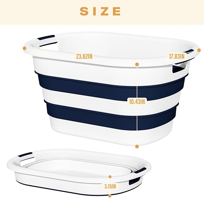 43L(11.5Gallon) Collapsible Laundry Baskets plastic (Blue, 2 Packs) | Pop Up Laundry hamper/Storage Container, Foldable Laundry Basket with Large Capacity,Sturdy,Space Saver - Image 4