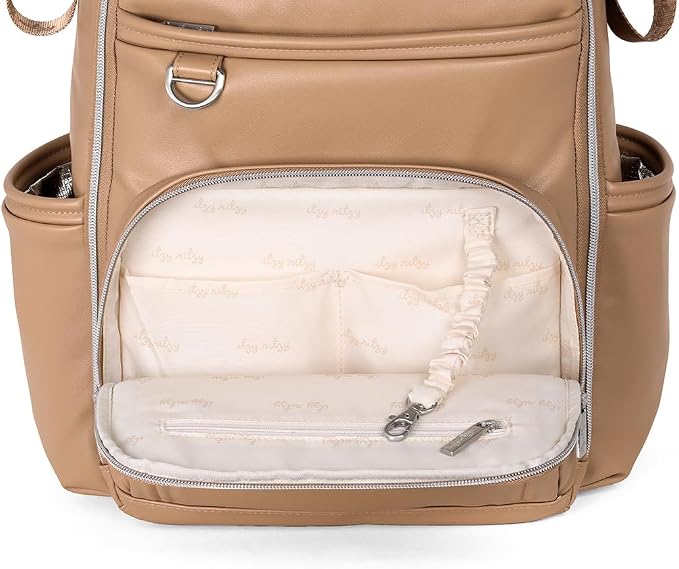 Itzy Ritzy Boss Plus Large Diaper Bag Backpack with 19 Pockets (Chai) | Includes 2 Insulated Bottle Pockets, Changing Pad, Stroller Clips, Comfortable Padded Straps, Easy-to Clean, Travel-Ready - Image 9