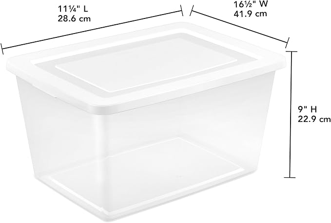 Sterilite Clear Storage Box Stackable Tote, 58 Quart, 32-Pack | Clear Plastic Container with Secure Snapping Lids for Home and Office Organization, White - Image 3