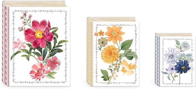 Punch Studio Decorative Storage Boxes with Lids | Nested Book Style Set of 3 Coated Cardboard Keepsake Box for Photos Documents Gifts Home Organization, 11” x 13.5” – Notable Florals - Image 5