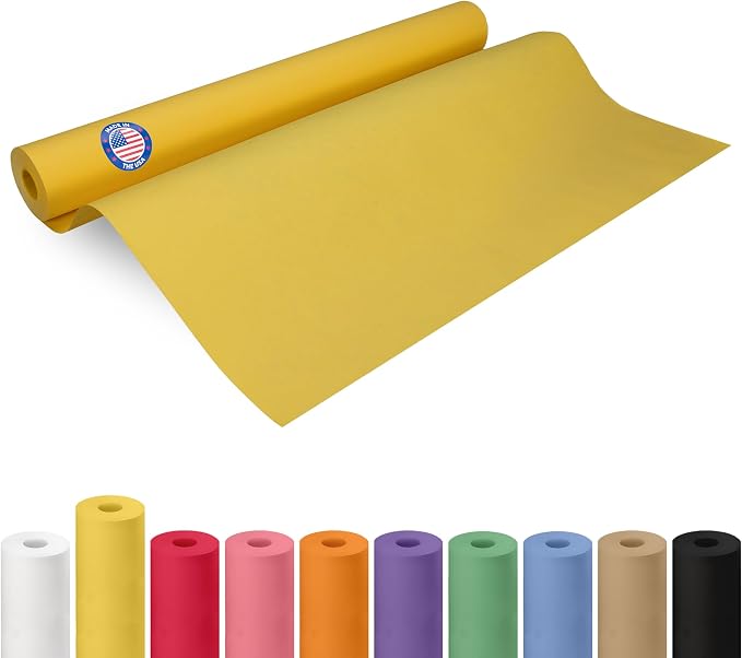 24" x 1200" (100 feet) Yellow Kraft Paper Roll - USA-Made Quality Craft Paper for Gift Wrapping, Kids' Arts & Crafts, School Projects - 100% Recycled Natural Material 50lb Thickness by IDL Packaging by IDLPackaging