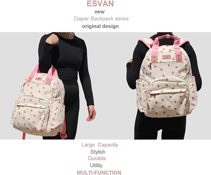 Diaper Bag Backpack Corduroy Multifunction Baby Fashion Travel Pack office Laptop Bag - Image 6
