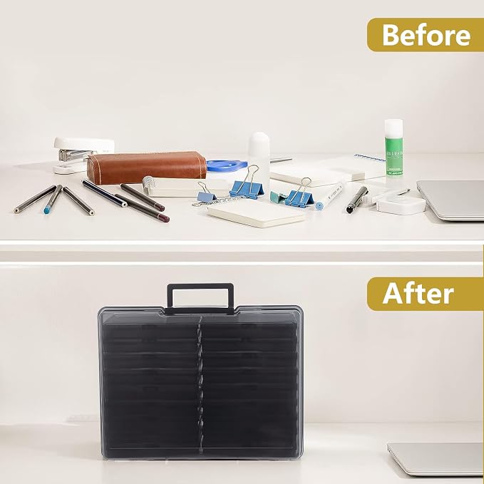 Photo Storage Box 5" x 7", 18 Inner Extra Large Photo Organizer Container, Plastic Craft Storage Box with Handle for Pictures Stickers Stamps Seeds - Image 6