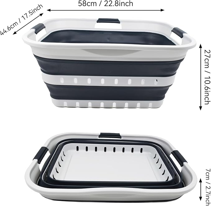 SAMMART 42L (11 gallon) Collapsible Plastic Laundry Basket - Foldable Pop Up Storage Container/Organizer - Portable Basket - Space Saving Hamper (Grey/Slate Grey (Set of 2)) - Image 5