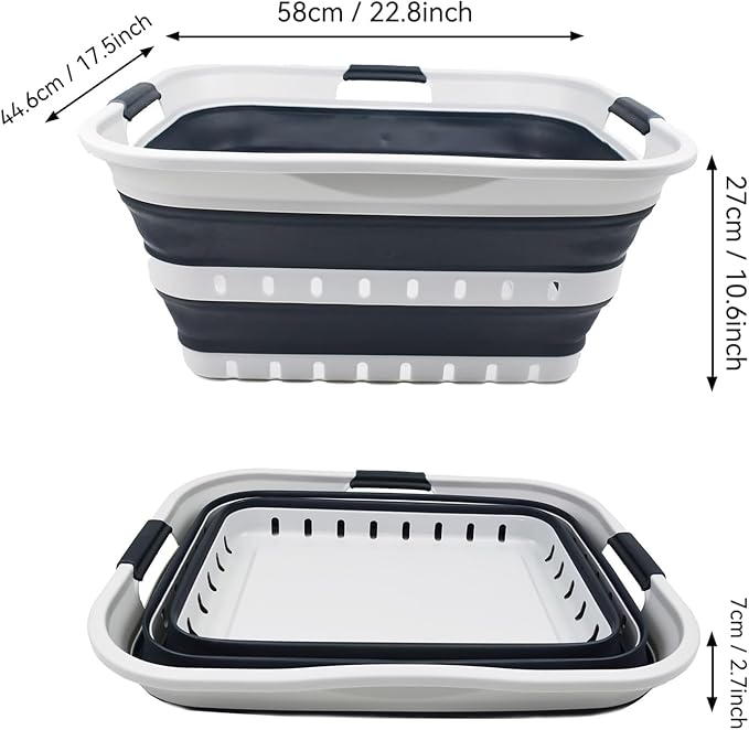 SAMMART 42L (11 gallon) Collapsible Plastic Laundry Basket - Foldable Pop Up Storage Container/Organizer - Portable Basket - Space Saving Hamper (Grey/Slate Grey (Set of 2)) - Image 5