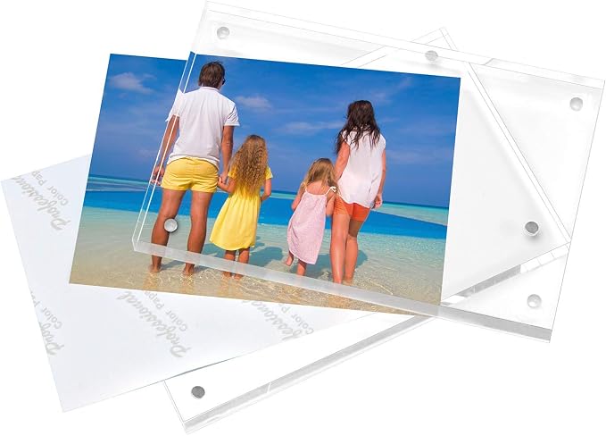 Meetu Acrylic Picture Frame 8.5x11,Clear Freestanding Double Sided 24mm Thickness Frameless Magnetic Photo Frames Desktop Display with Gift Box Package (2 Pack) - Image 3