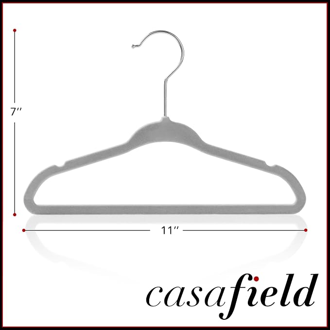 Casafield 50 Velvet Baby Hangers - 11" Size for Infant & Toddler Clothes - Gray - Image 5