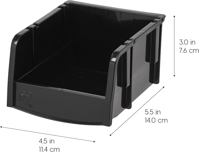 IRIS USA 24-Pack, Extra Small Stackable Storage Bins, Black | Organize small parts, hardware, craft supplies, pantry items, and household essentials with open-front access, stackable bins - Image 4
