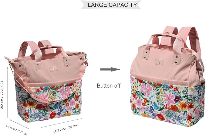 Diaper Tote Bag Totepack Backpack Crossbody Bag 3 in 1 for Women Laptop Backpack Multifunctional with Insulated Pockets - Image 2