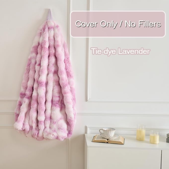 Fluffy Faux Rabbit Fur Bean Bag Chair Cover(No Filler),Cozy Shaggy Bubble Stuffed Animal Storage Large Bean Bag Cover for Bedroom Living Room,Fuzzy Bean Bag Cover Girls Teens Adult,Tie-dye Lavender - Image 5