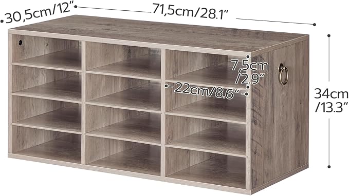 HOOBRO Countertop Mail Sorter Organizer, Wooden Literature Organizer, Student Mailbox for Classroom, Desktop Bill Organizer for Office Home School, 12 Compartments, Greige BG43WF01 - Image 2
