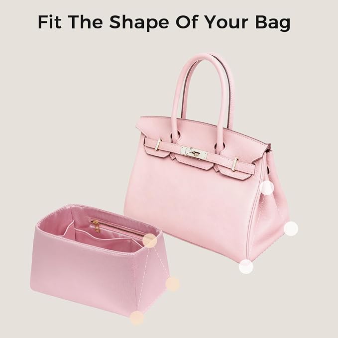 ZTUJO Silky Purse Organizer For Birkin, Luxury Purse Organizer Insert (Rose Sakura, BK25) - Image 4