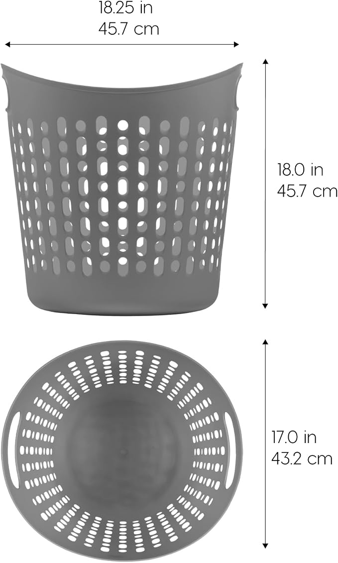 IRIS USA Plastic Laundry Hamper, 40L- 3 PK, Flexible, Ventilation, Gray | Laundry Baskets for Bedroom Bathroom Apartment Dorm, Blankets Pillows Trinkets Storage - Image 2
