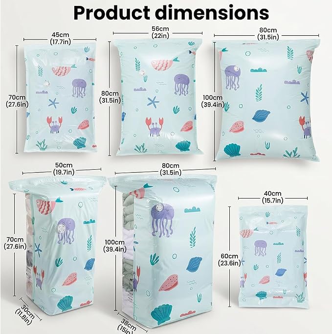 2 Pack Multi-Size Pump-Free Vacuum Storage Bags, Large Cube Vacuum Seal Bags, Space Saver Bags for Clothes, Comforters, Blankets - Image 8
