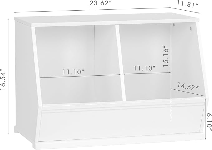 UTEX Stackable Kids Toy Storage Cabinet, Toy Organizer Bin, Cubby Toy Shelf | DIY Play Space, Slanted Front Panel, Toddler Toy Storage, Playroom, Toy Room, Living Room, Nursery, Gift, White, 2 Cubby - Image 2