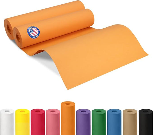 12" x 1200" (100 ft) Orange Kraft Paper Roll, Pack of 2 - USA-Made Quality Craft Paper for Gift Wrapping, Kids' Arts & Crafts, School Projects - 50 lb Natural Material by IDL Packaging by IDLPackaging