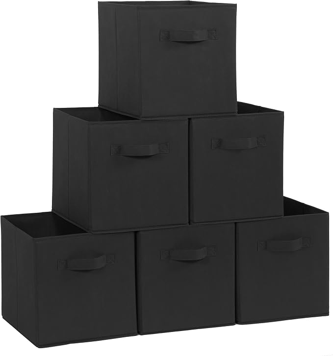 Storage Cubes, 11 Inch Cube Storage Bins, Set of 4, Fabric Foldable Storage Bins With Handles, Closet Storage Organizer Bins, Cubby Clothing Storage Baskets for Shelves, Black - Image 5