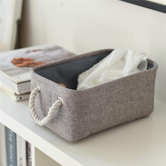 TcaFmac Basket for Organizing Cube Stgorage Bin - Small 6 Pack Fabric Storage Cubes Collapsible Baskets for Shelves with Rope, Bins for Organization Toy(Grey 12x8x5.2 inch) - Image 6