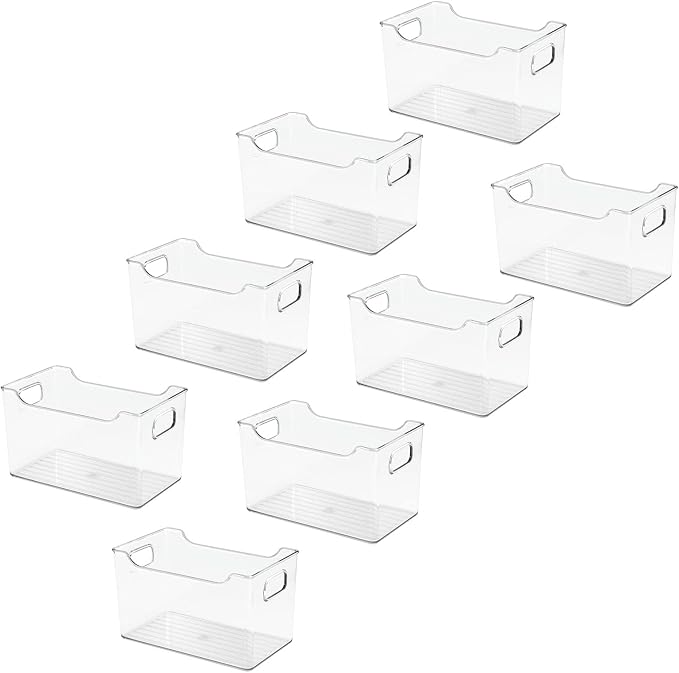 mDesign Deep Plastic Office Storage Bins with Handles for Organization in Filing Cabinet, Closet, or Desk Drawers, Organizer for Notes, Pens, Pencils, and Staples - Ligne Collection - 8 Pack - Clear - Image 9