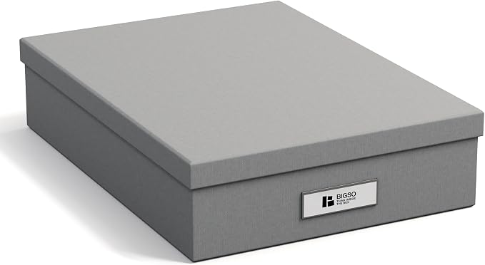 Bigso Oskar Fiberboard Label Frame Document Letter Box | Grey by Bigso