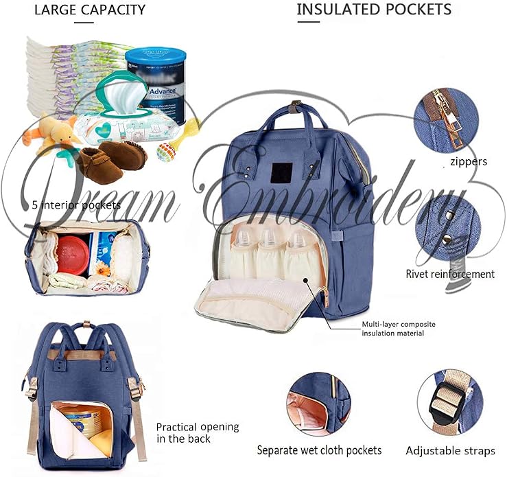 PERSONALIZED Large Diaper Knapsack/Tote Backpack/Messenger Shoulder Bag - Image 5