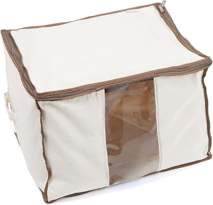 Covermates Canvas Storage Bag for Blankets, 29" W x 17" D x 16" H, Natural | label window, zipper closure, carrying handles, 3-year warranty by Covermates