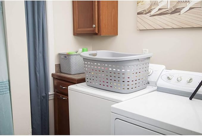 Sterilite Cement Gray Durable Weave Laundry Basket with Wicker Pattern (12 Pack) - Image 2