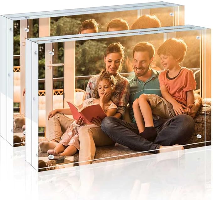 Egofine A4 Acrylic Frames 4 Pack, 20mm Thicker Frameless Clear Picture Frames, Double Sided Magnetic Picture Frames, Free Standing Desktop Display by Egofine