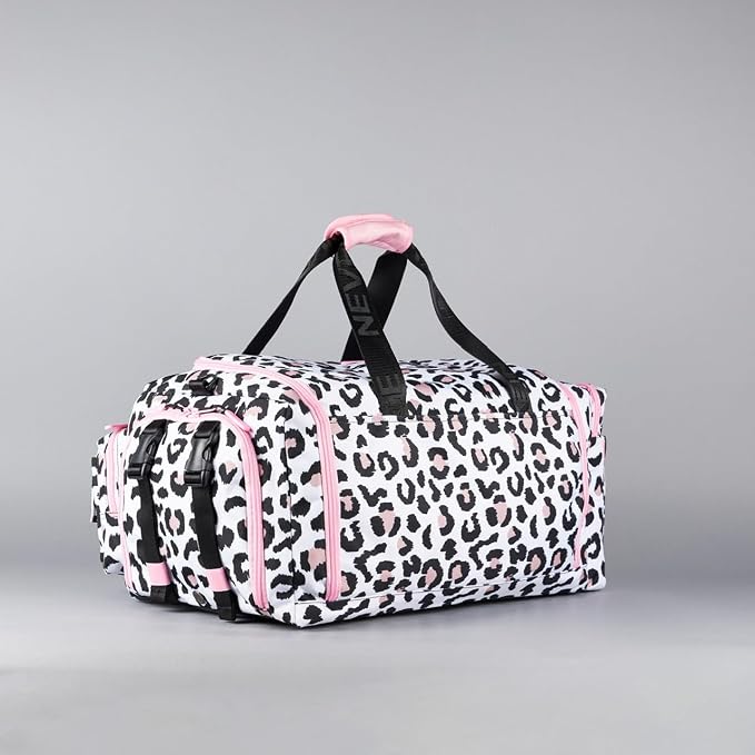 WOLFpak Ultimate 40L Gym & Travel Duffle Bag Rigid Frame (Leopard Pink Zip) | 16" Dual Laptop Sleeves, 180° Full Opening, Hidden Security Pocket, Shoe Compartment, Trolley Sleeve, MOLLE Webbing - Image 11