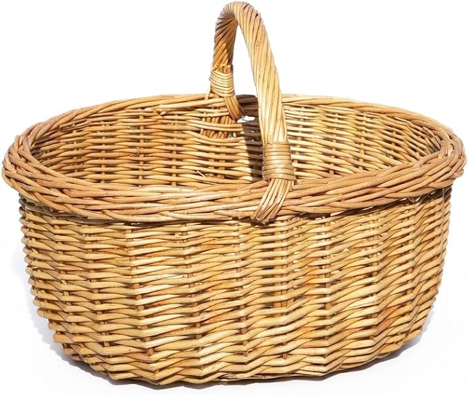 Large Oval Wicker Picnic Basket with Sturdy Handle - 18x14x13 Inch Handwoven Willow Storage Basket for Picnic, Camping, Home Organization, Fruit and Vegetable Serving - Image 4