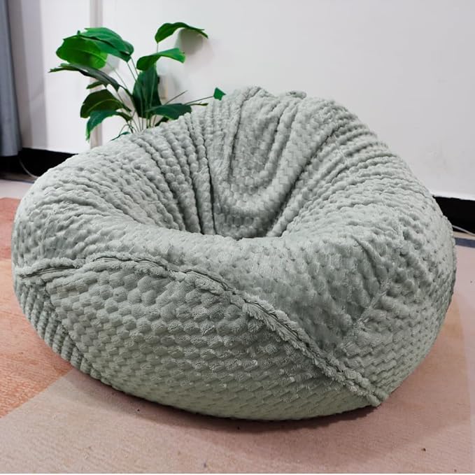 Soft Bean Bag Chair Cover No Filler Sofa Cover Storage Washable Bean Bag Cover Organizing Children Plush Toys for Living Room Bedroom (Grey, 2.8 feet-33.5" 33.5"*17.7") - Image 7